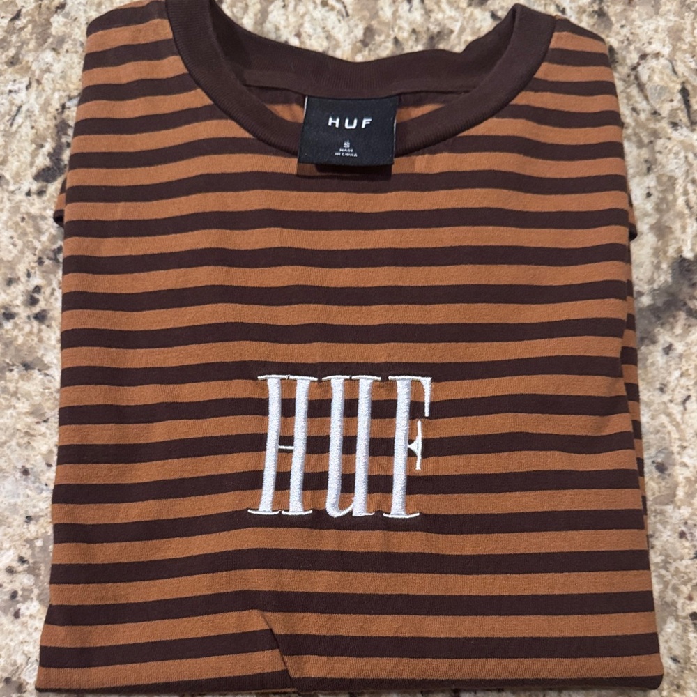 HUF Brown and Black Striped Tee
